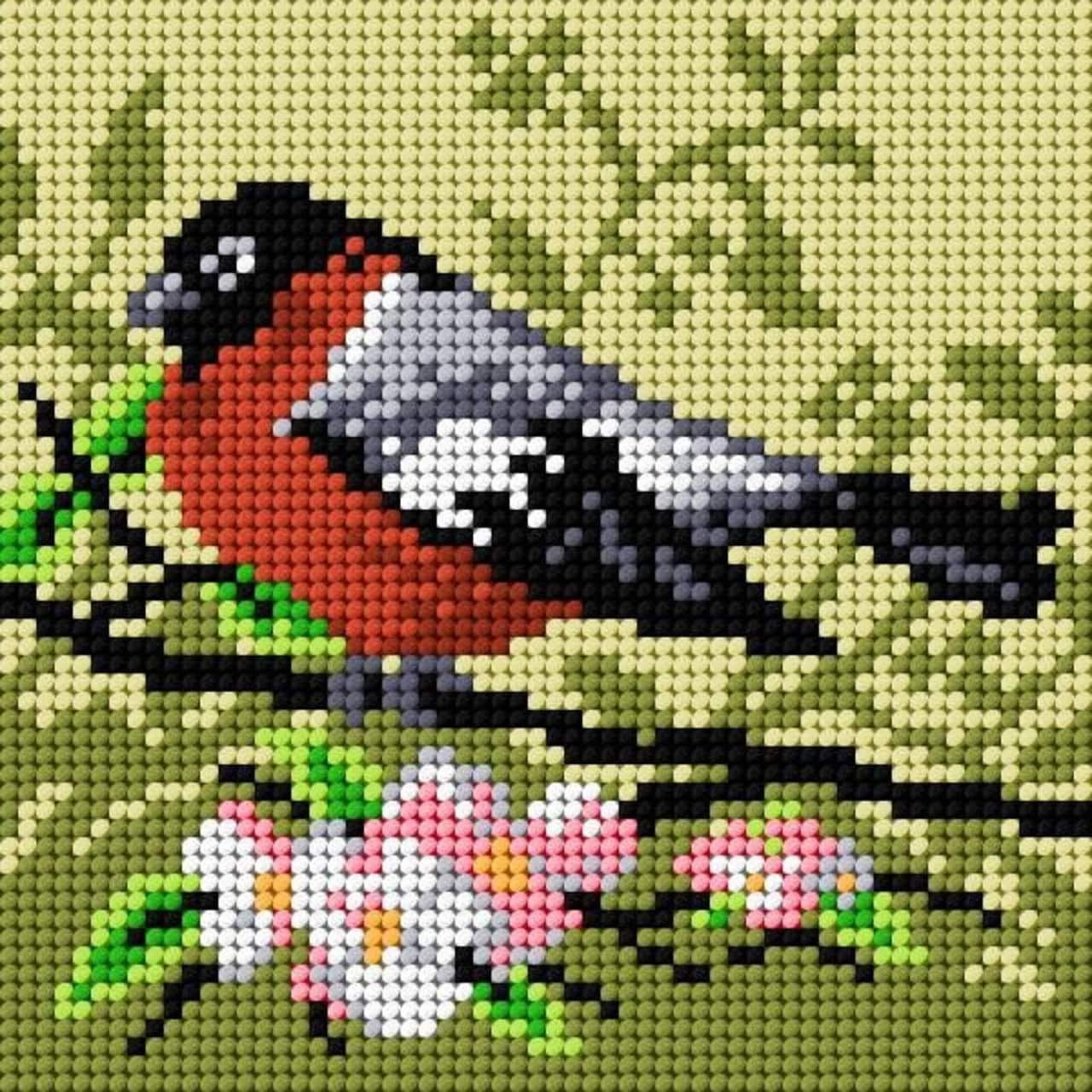 Orchidea Needlepoint Canvas For Halfstitch Without Yarn On A Branch Of  Apple Tree - Printed Tapestry Canvas